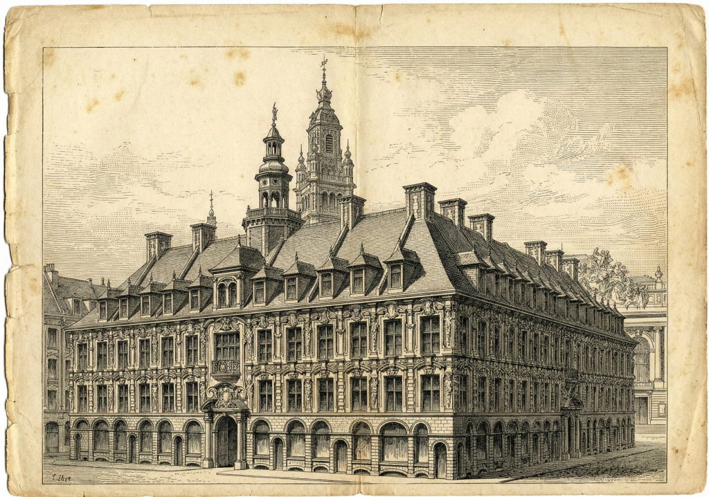 vieille bourse lille gravure architecte
